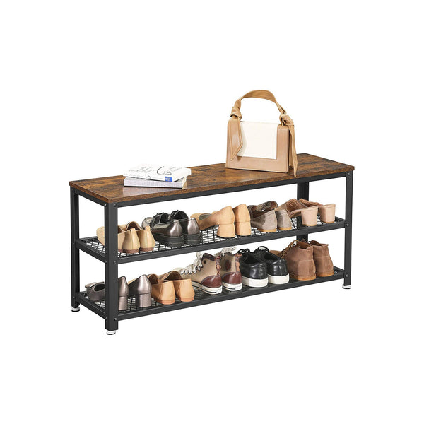 Shoe Rack - med 2 hyllor - metallram - 100 x 30 x 45 cm