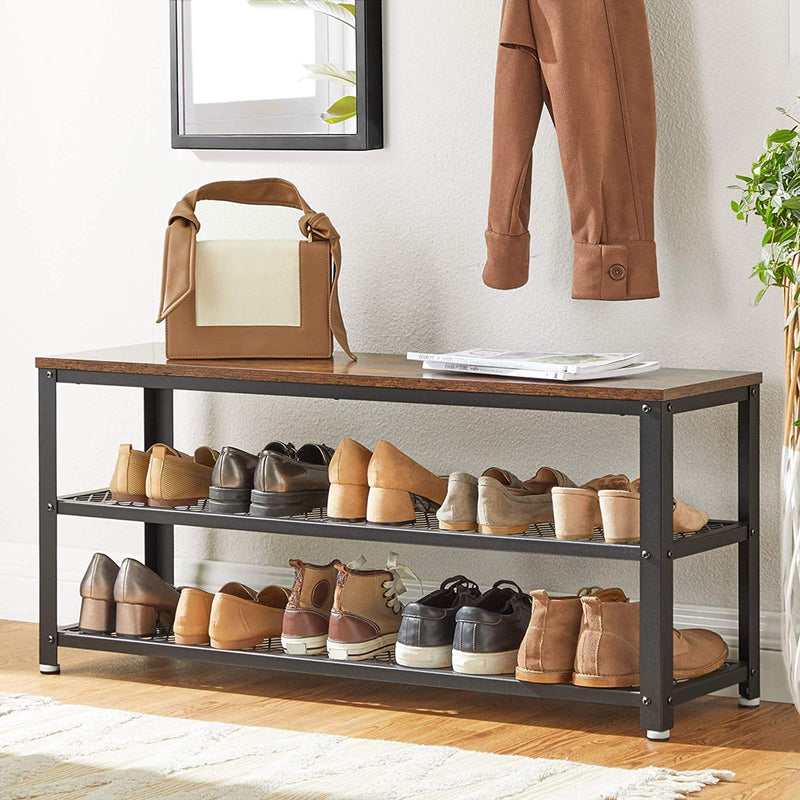 Shoe Rack - med 2 hyllor - metallram - 100 x 30 x 45 cm