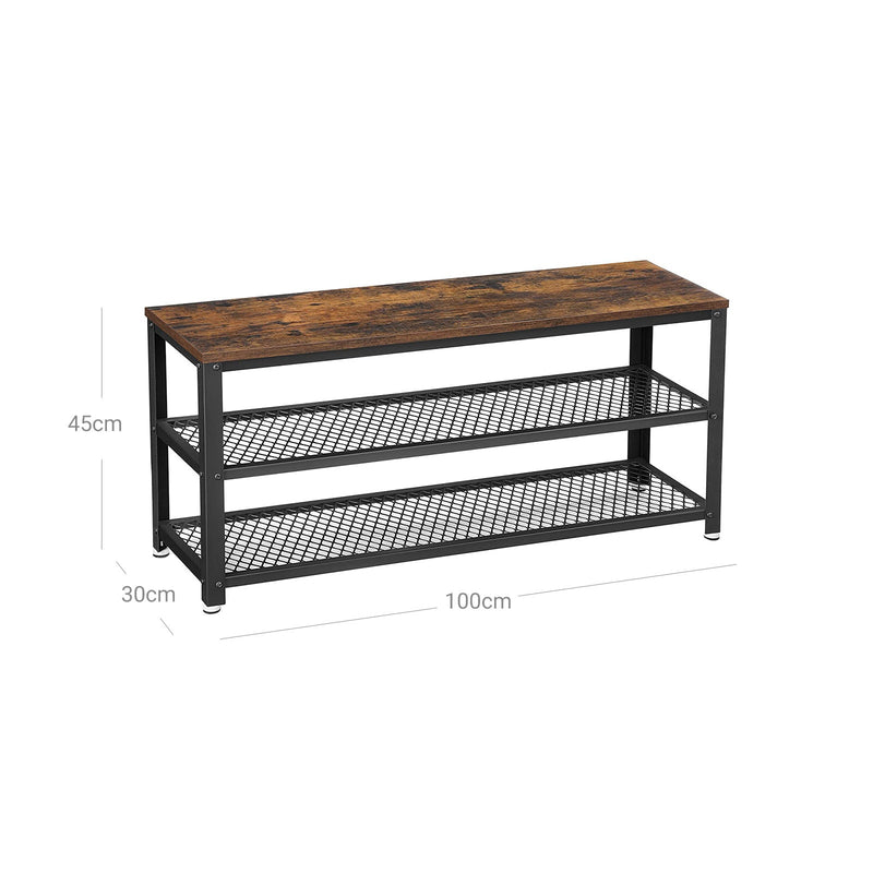 Schoenenrek - Met 2 planken - Metalen frame - 100 x 30 x 45 cm