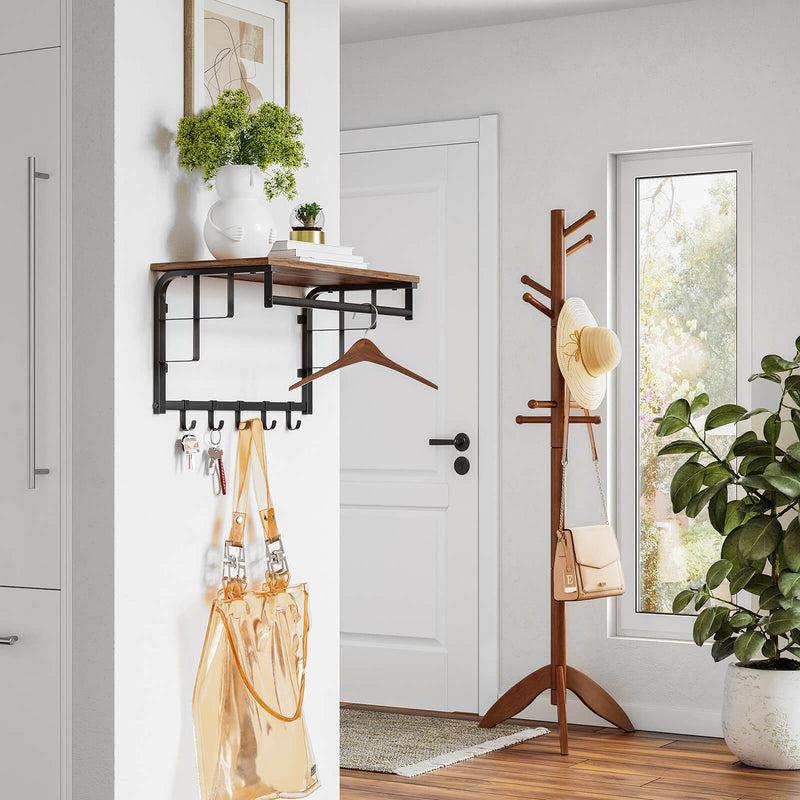 Coat Rack - seinäkorotus - seinäkaappi - vaatekaappi - seinähylly - vintage ruskea / musta