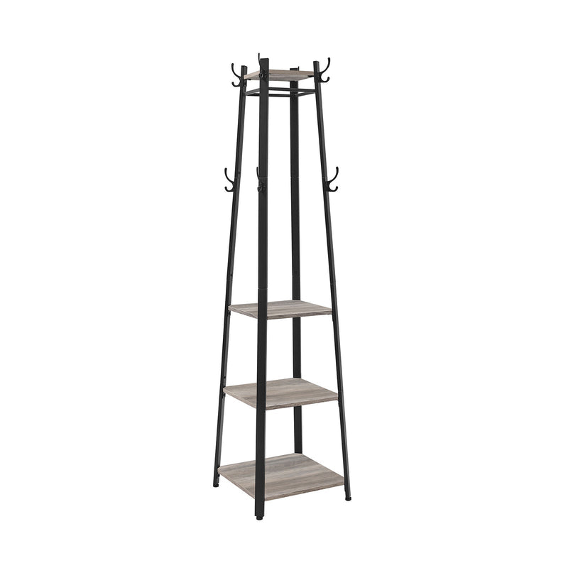 Coat Rack - Garderobă - cu rafturi - Suport pentru îmbrăcăminte - gri vintage / negru