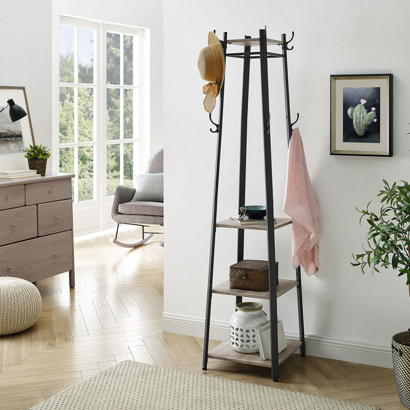 Coat Rack - vaatekaappi - hyllyillä - vaateteline - vintage harmaa / musta