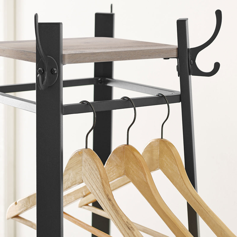 Coat Rack - Garderobă - cu rafturi - Suport pentru îmbrăcăminte - gri vintage / negru