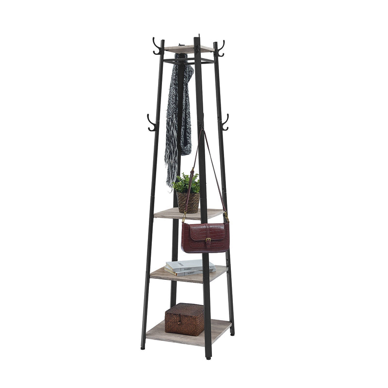 Coat Rack - Garderobă - cu rafturi - Suport pentru îmbrăcăminte - gri vintage / negru