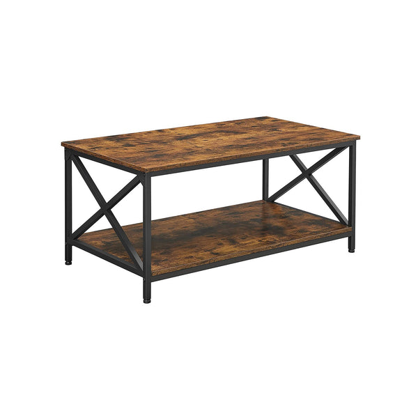 Table du salon - Table basse - Supports en forme de x - avec cadre en acier - 100 x 55 x 45 cm