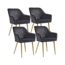 Eetkamerstoelen - Keukenstoelen - Set van 4 - gestoffeerde Stoelen - Zwart