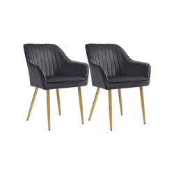 Chaises de salle à manger - chaise rembourrée - fauteuil - avec des jambes en métal - Velvet - noir