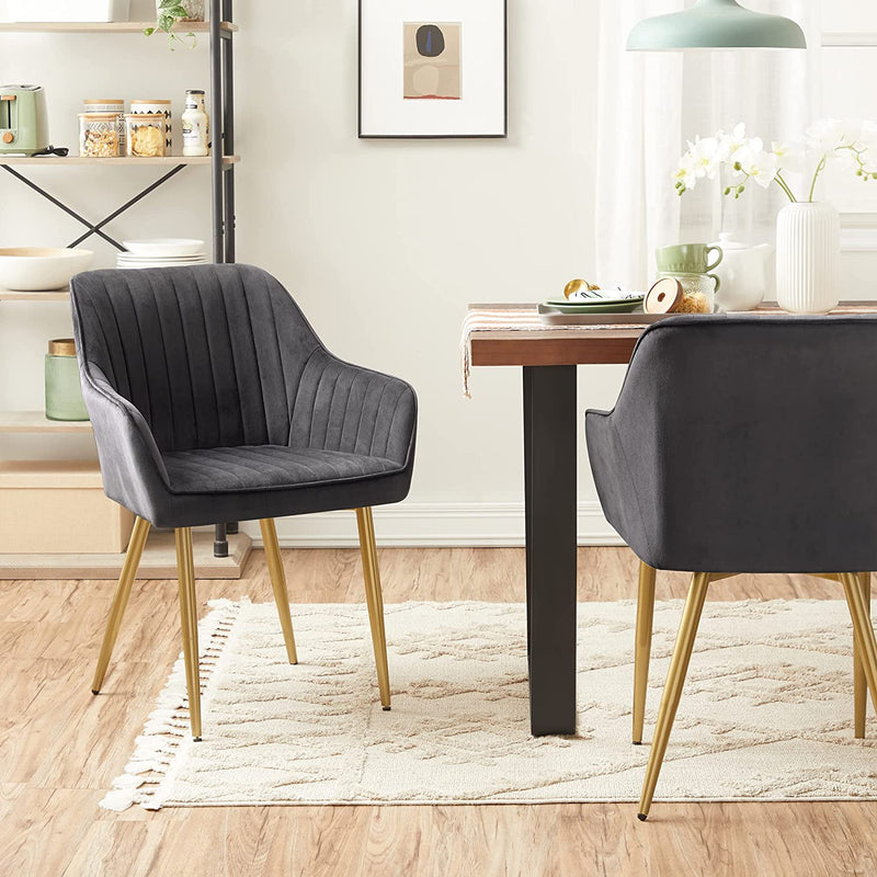 Chaises de salle à manger - chaise rembourrée - fauteuil - avec des jambes en métal - Velvet - noir