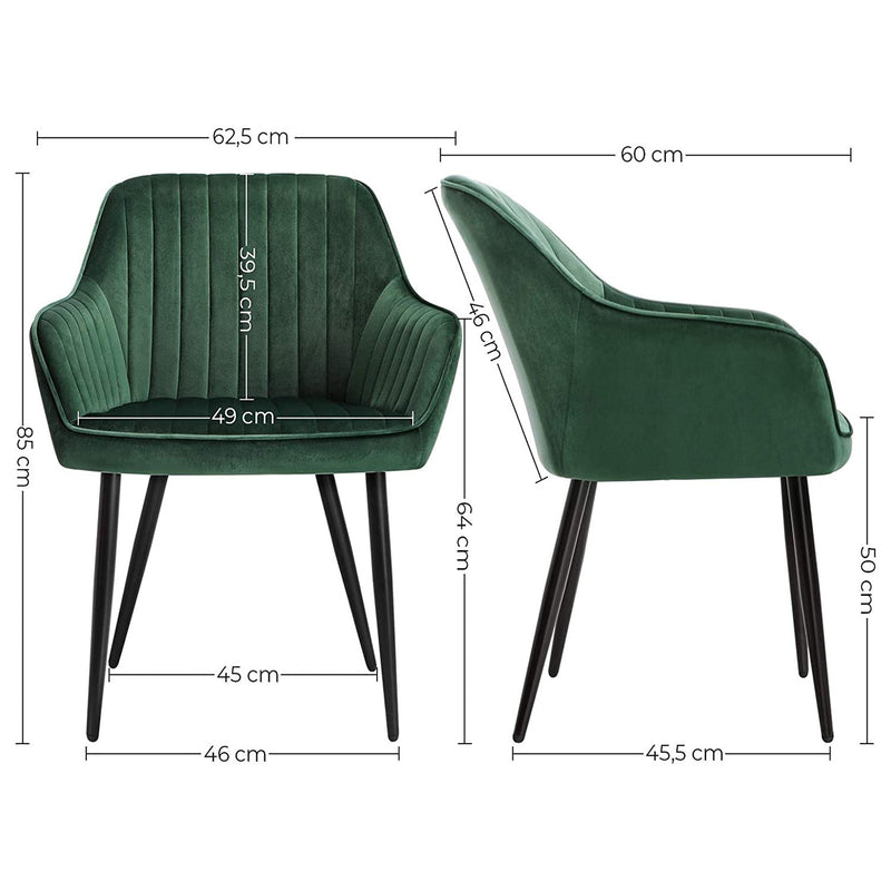 Eetkamerstoelen - Keukenstoelen - fauteuils -  Lounge stoelen - Set van 2 - Groen