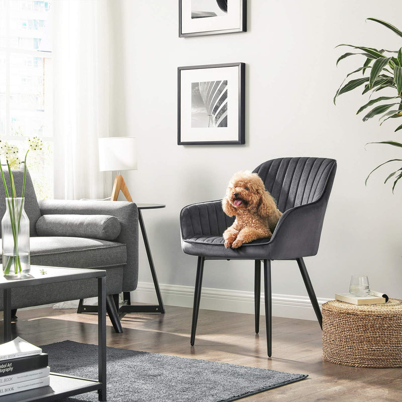 Chaise de salle à manger - fauteuil - avec accoudoirs - Mis à jour - Gray