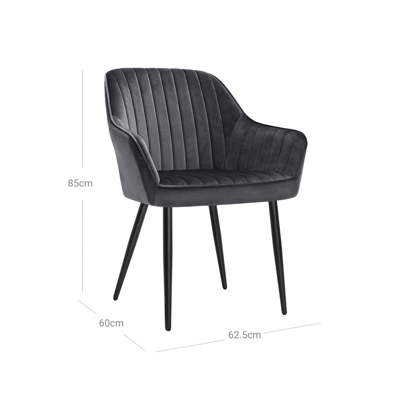 Chaise de salle à manger - fauteuil - avec accoudoirs - Mis à jour - Gray