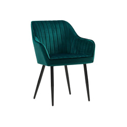 Chaises de salle à manger - chaises de cuisine - Ensemble de 2 - Velvet Seat - Met Metal - Green