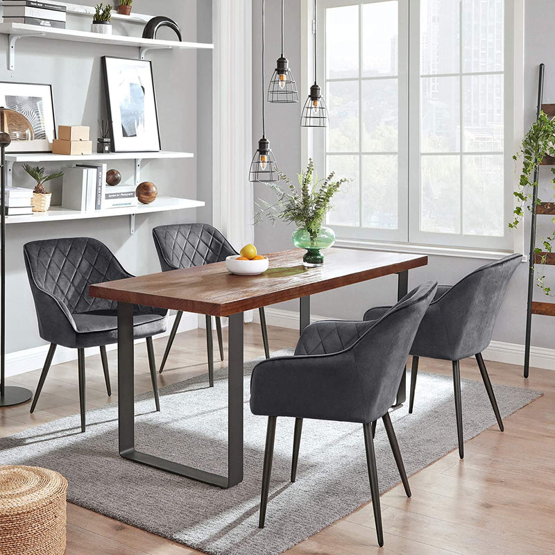 Ensemble de 2 chaises de salle à manger rembourrées - avec des accoudoirs gris