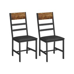 Set van 2 Gestoffeerde Eetkamerstoelen - Bruin / Zwart