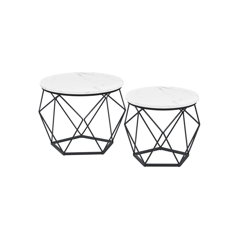 Tableuse - Ensemble de 2 tables basses - noir blanc