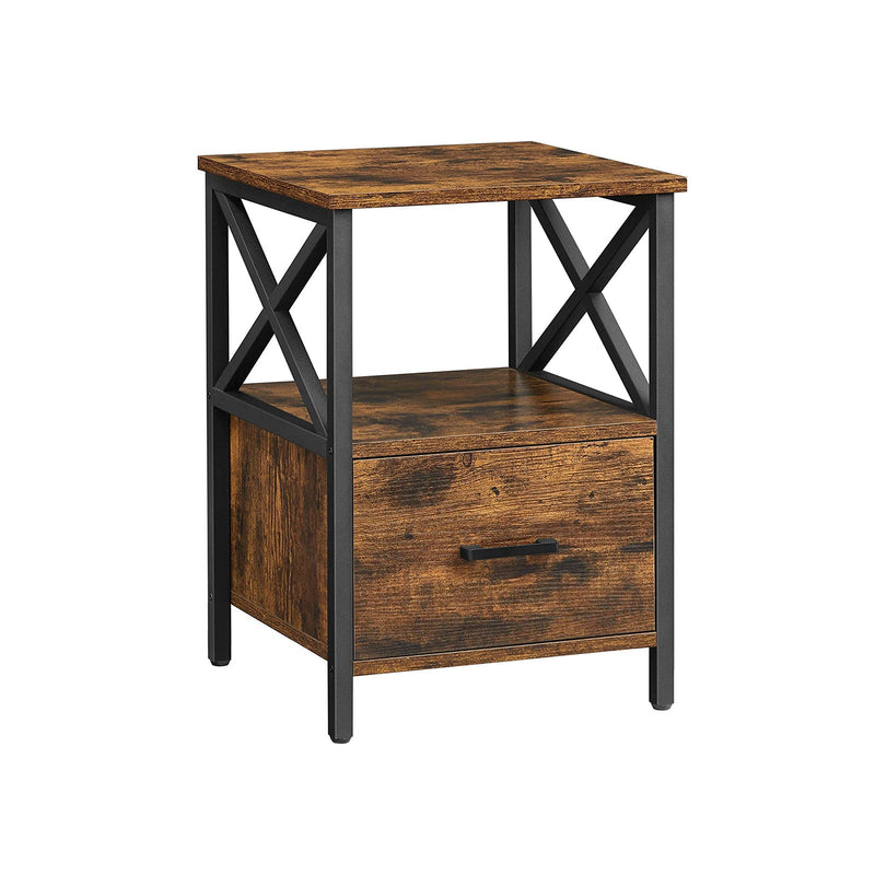 Tableau de chevet - Table d'appoint - Open de rangement en rangement - en style industriel - marron