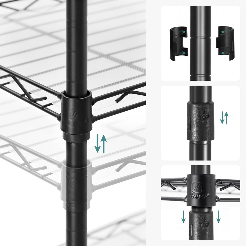 Rack de cuisine avec 5 niveaux - Rack debout - Hauteur - Rack ajusté - Noir