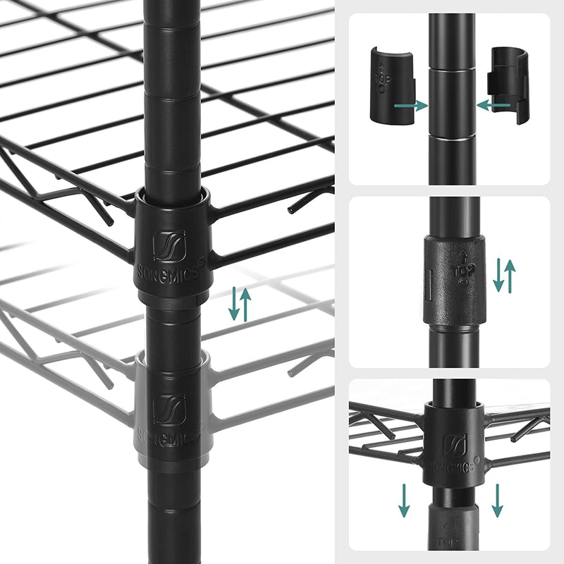 Coat Rack - Dulap - cu suport pentru încălțăminte - 16 cârlige duble - metal - negru