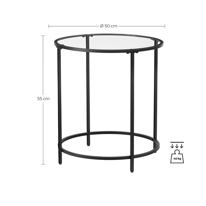 Masă laterală rotundă - masă de cafea - masă laterală - cu cadru metalic negru