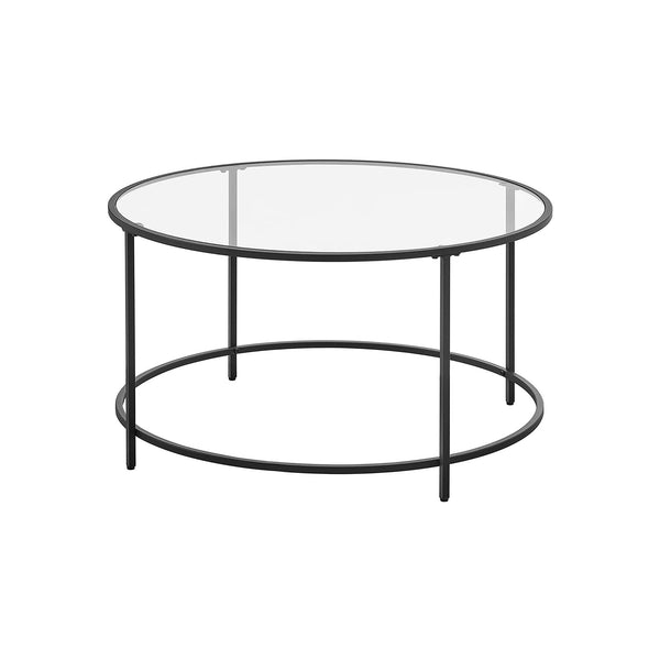 Sofabord - Round Table - Stue Bord - Side Bord - Sofabord - med glas - Sort