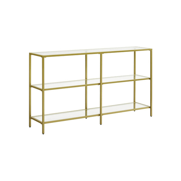 Consolet Table - Stop tabel - 3 niveauer - sidebord - tempererede glashylder - 130 x 30 x 73,3 cm - Metalramme - Moderne - Guld