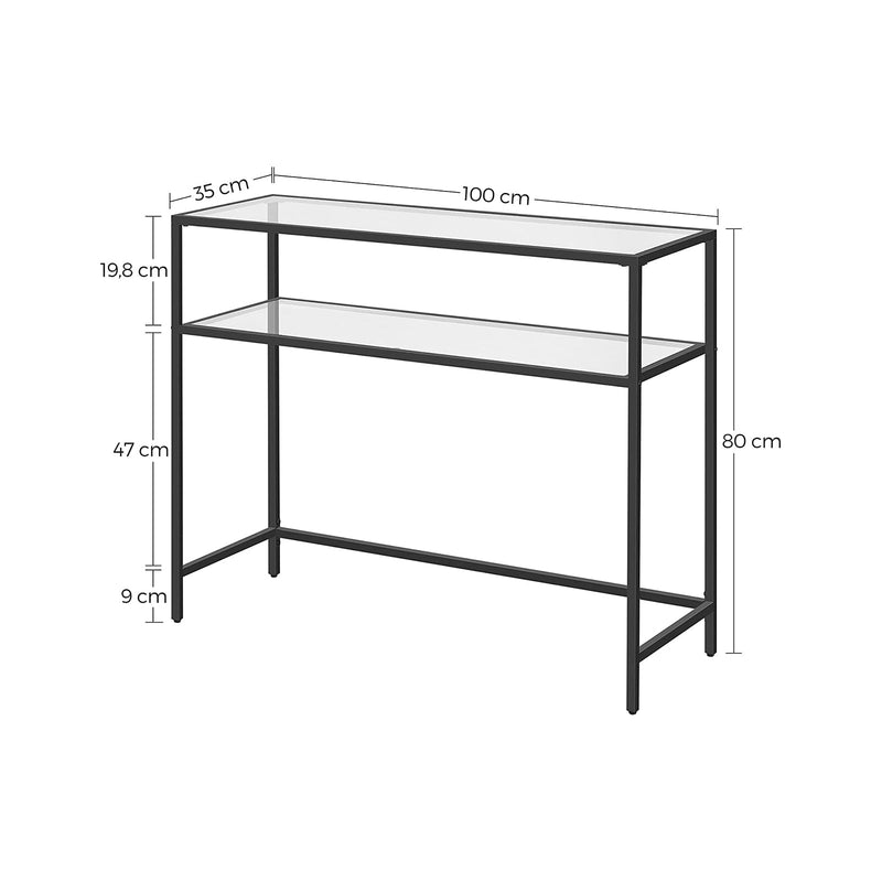 Table de la console - Tableuse - avec 2 étagères - noir