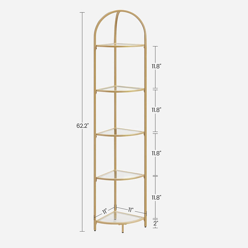 Corner Board - Corner Bookcase - Standing Rack - Metal Frame - Med 5 nivåer