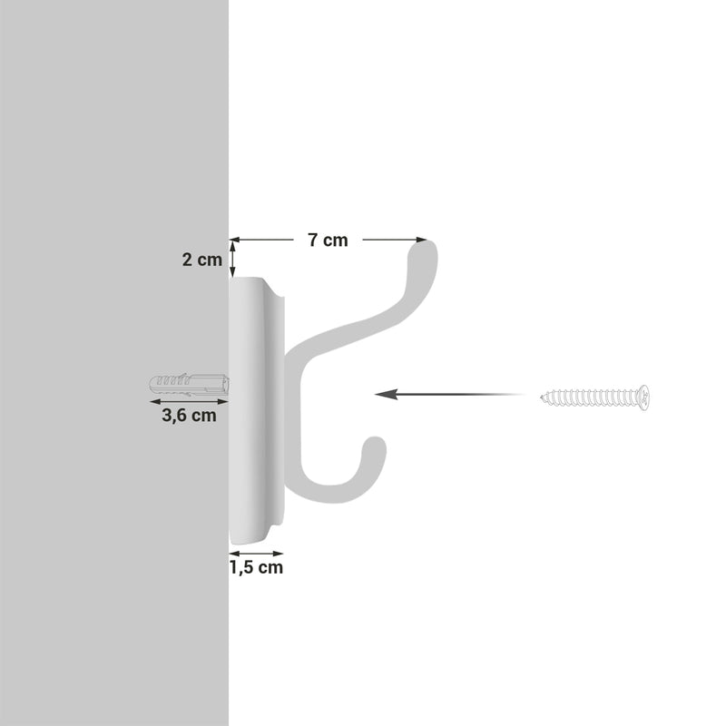 Wandkapstok - Kapstok - Garderobe - Haakstang - Kapstokken - Wit