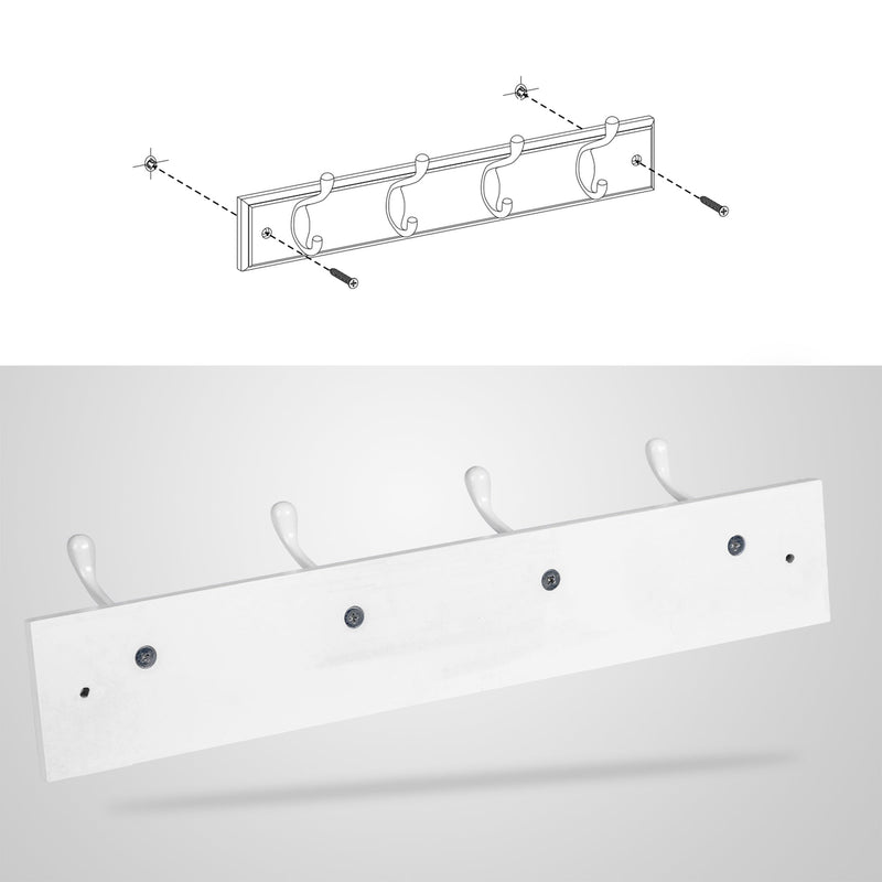 Wall Coat Rack - Coat Rack - Garderob - Hook Rod - Coat Racks - White