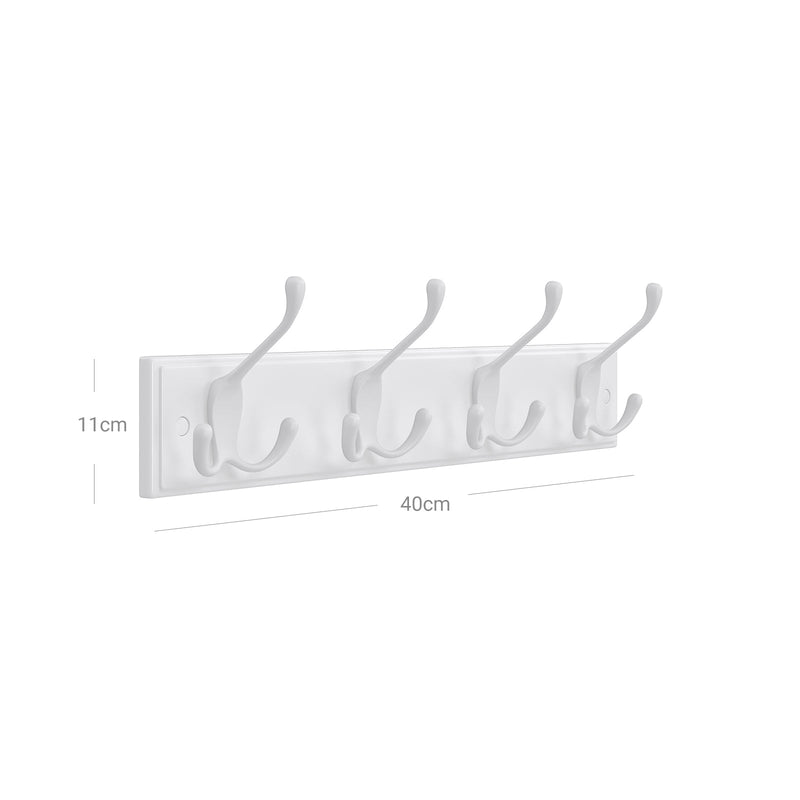 Raft de haina - 4 cârlige triplate pentru haina - alb