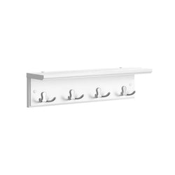 Wall Coat Rack - Hall Coat Rack - Med 4 dobbeltkroge - med hylde - frakkeholder - Hvid