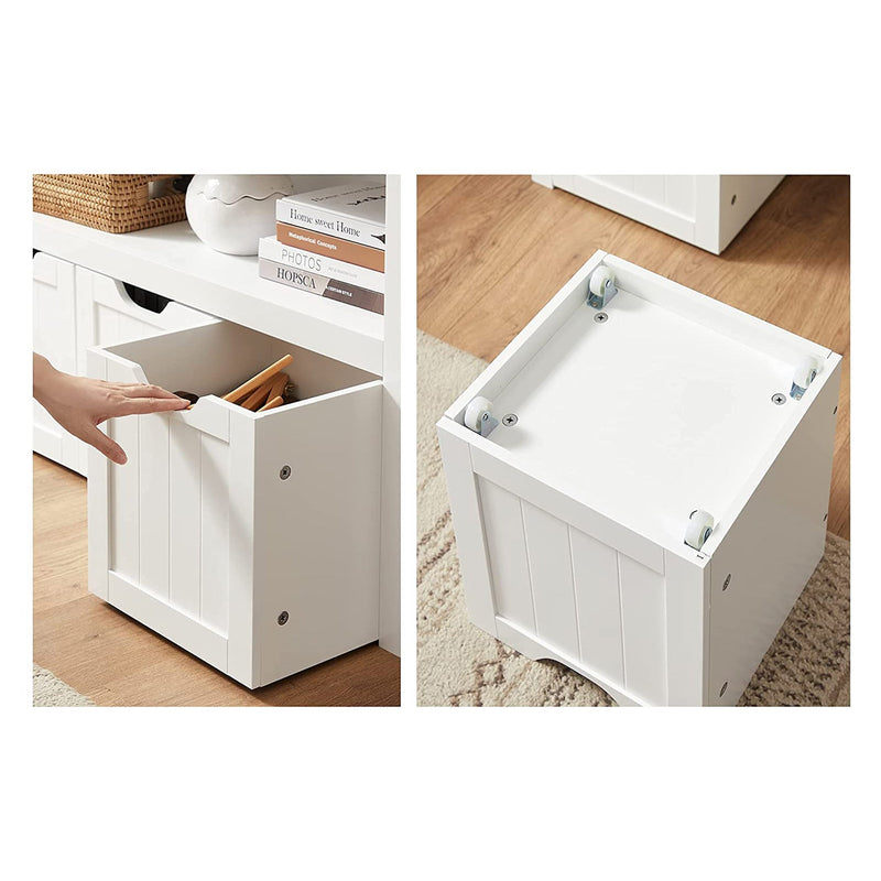 Stockage de jouets - armoire de rangement - avec roues - 3 compartiments - blanc