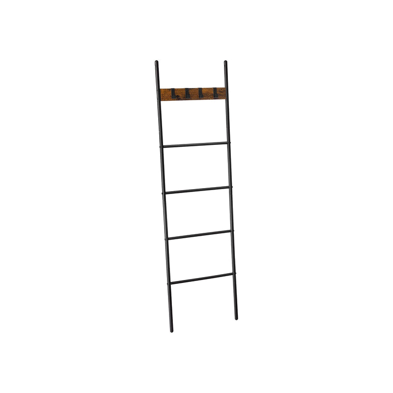 Håndklædestativ - Ladder Rack - Lean Rack - Med 5 niveauer - 44 x 160 cm - Metalramme - Brun sort