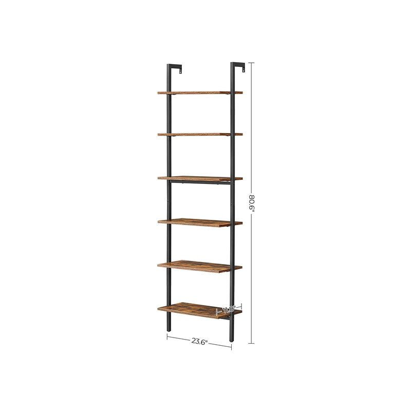 Stående hylde - bogreol - 6 plader - Ladderboard - 60 x 30 x 204,8 cm - Industrielt design,