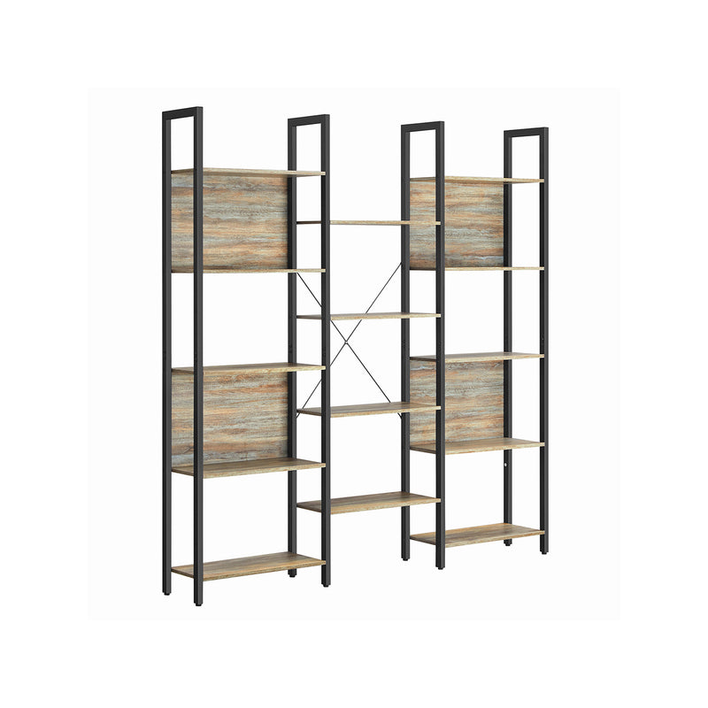 Stue Cabinet - Standing Rack - Med 14 hylder - Metalramme - Brun