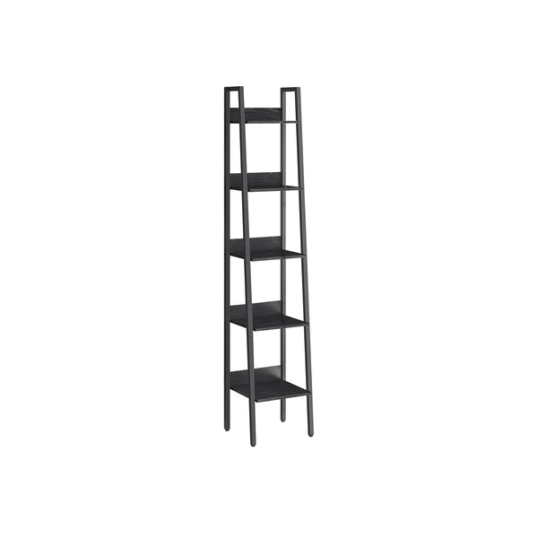 Boekenkast - Ladderrek - Met 5 niveaus - Metalen frame - Zwart
