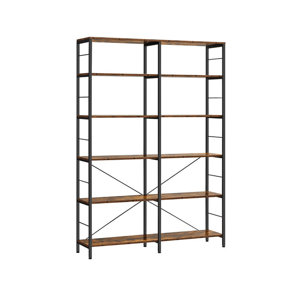 Bibliothèque - avec 6 niveaux - 30 x 120 x 172,5 cm - Brown-Black