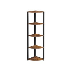 Hjørneskab - bogreol - Industrial - Corner Rack - Med 5 hylder - Træ og metal - Brun