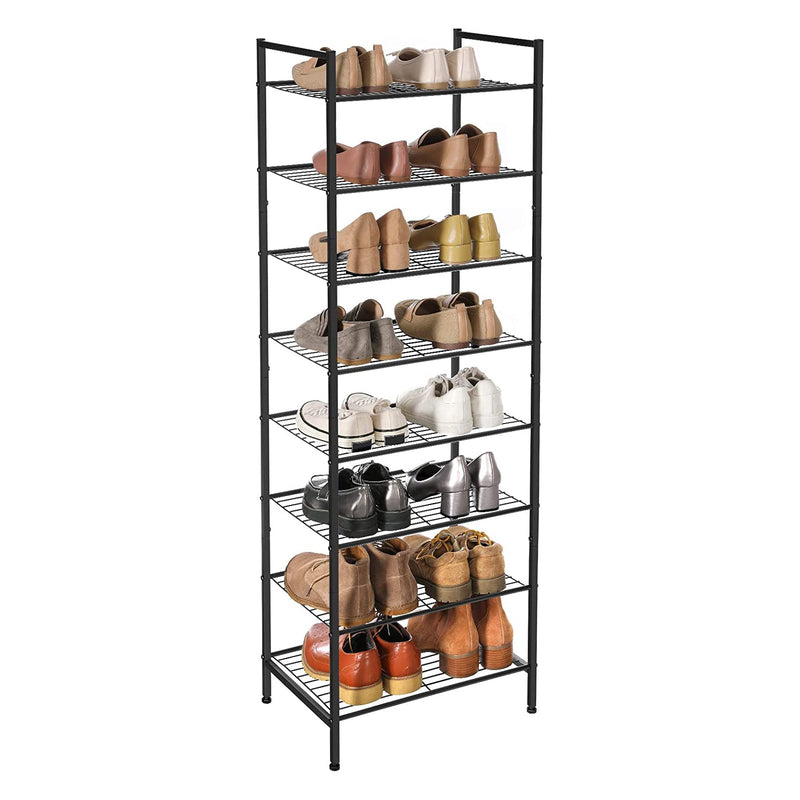 Rack à chaussures - armoire à chaussures - avec 8 niveaux - étroites - pour 16-24 paires de chaussures - Rack en métal - noir