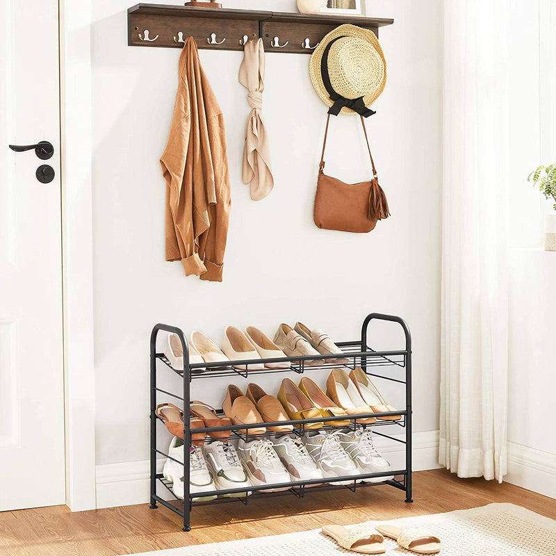 Shoe Rack - Shoe Storage - med 3 hyllor - förvaringsställ - Steel - Svart