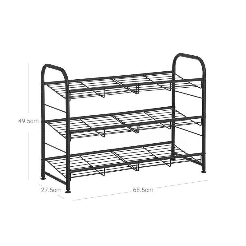 Rack à chaussures - Stockage à chaussures - Avec 3 étagères - Rack Rack - Acier - Black