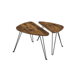 Tables latérales - Ensemble de 2 - table basse - Design industriel - Brown-Black