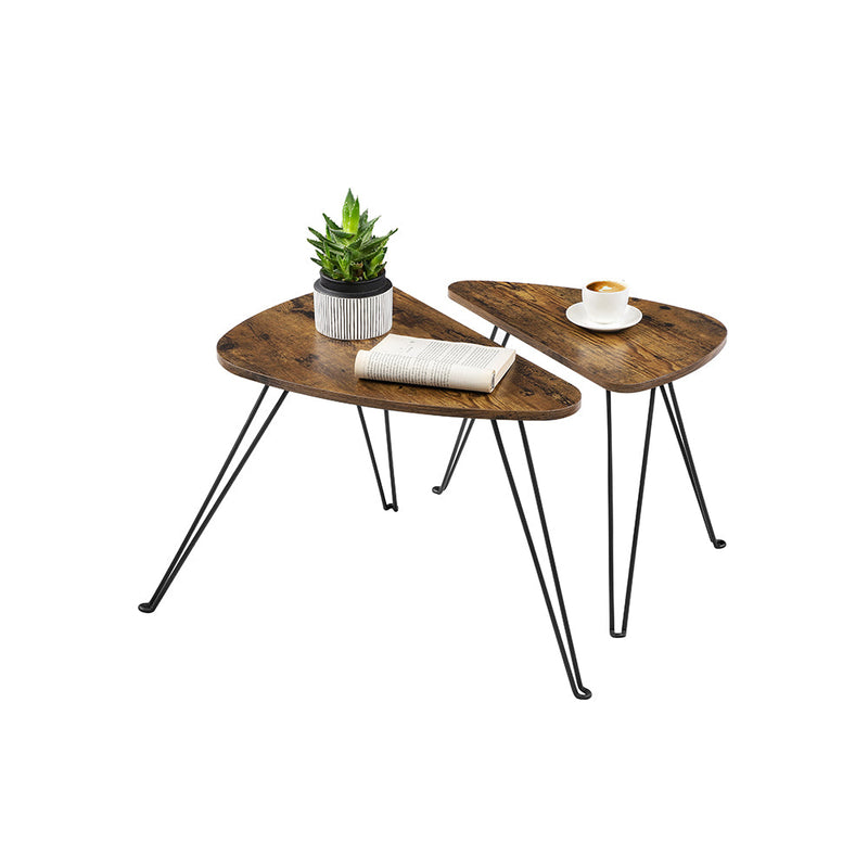 Tables latérales - Ensemble de 2 - table basse - Design industriel - Brown-Black