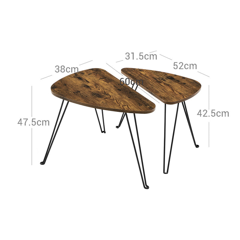 Tables latérales - Ensemble de 2 - table basse - Design industriel - Brown-Black