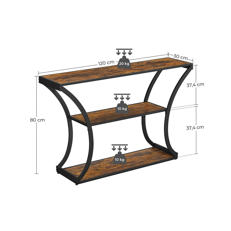 Consoletafel - Hal tafel - Salontafel - Gebogen poten - Verlengd tafelblad - Bruin-zwart