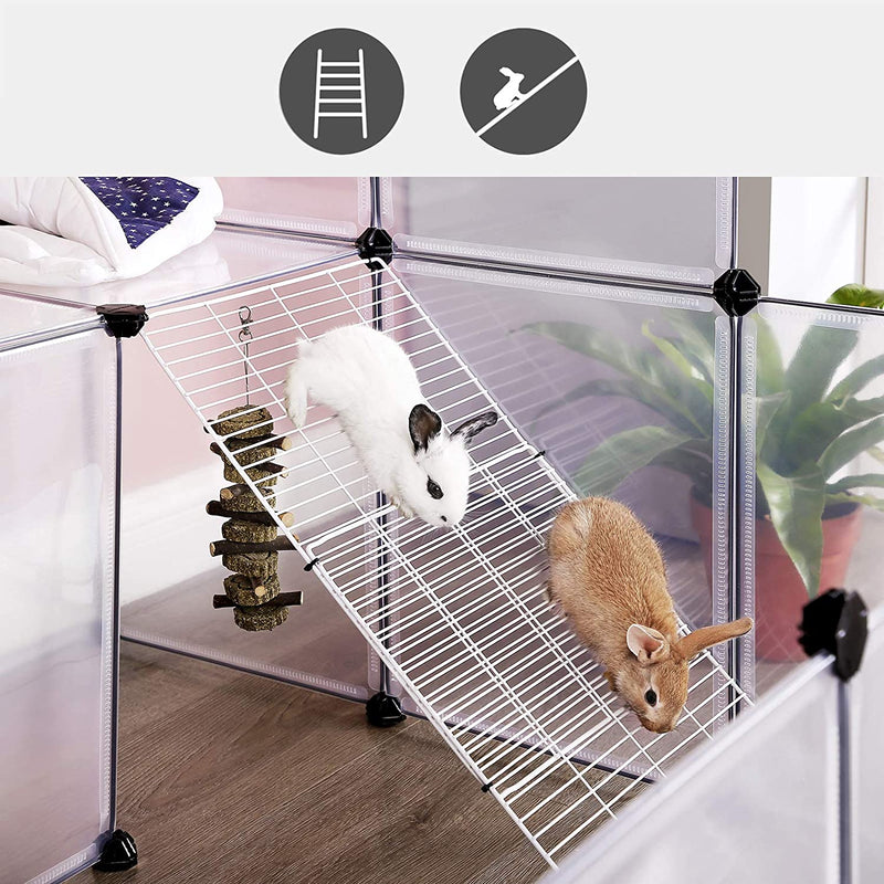 Cage pour animaux de compagnie - Logement des petits animaux - 2 étages - blanc