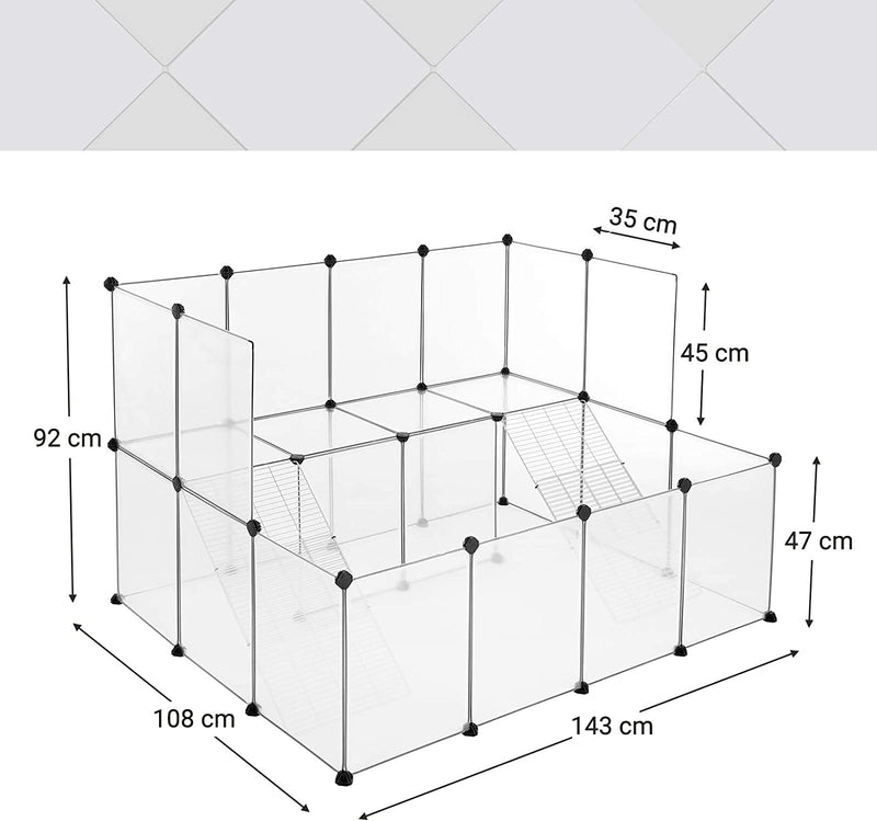 Pet Cage - Pienet eläimet - 2 kerrosta - valkoinen