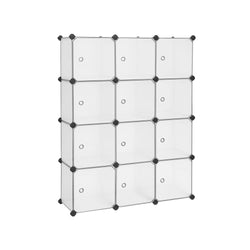 Système de rayonnage - armoire de rangement - avec 12 compartiments - Rack à chaussures - du plastique - avec portes - armoire