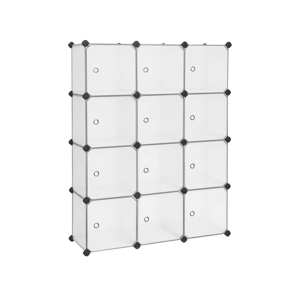 Racking System - Storage Cabinet - Med 12 rum - sko rack - fra plast - med døre - garderobe