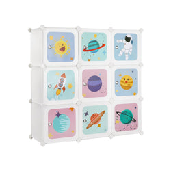 Système de rack - avec 10 cubes - armoire de rangement pour enfants - Rack à chaussures - armoire avec portes - 123 x 31 x 123 cm - blanc